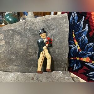 Hand Cut & Hand Painted Dapper Fella Bestowing a Present 🎁Ornament
